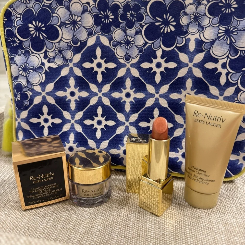 Estee Lauder Re Nutriv 5pc Set (Cleanser, Eye Creme, Limited Edition Lipstick)